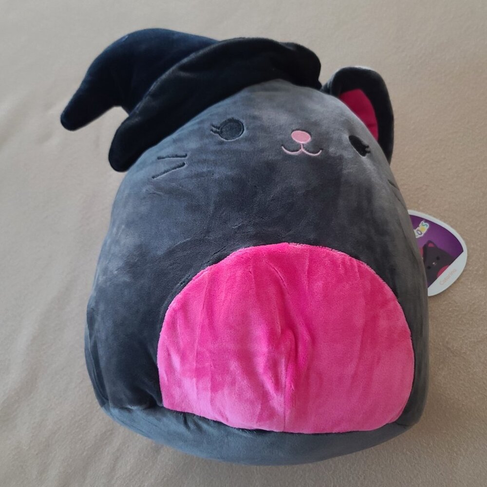 Squishmallows Catarina 12" Halloween Black Cat in Witch Hat Plush Kellytoy NWT - Picture 2 of 6